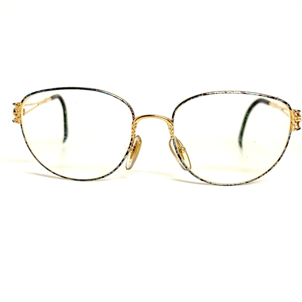 Christian Dior Vintage Gold Blue Marbleโ Oval Eyeglass Frames Austria 22926